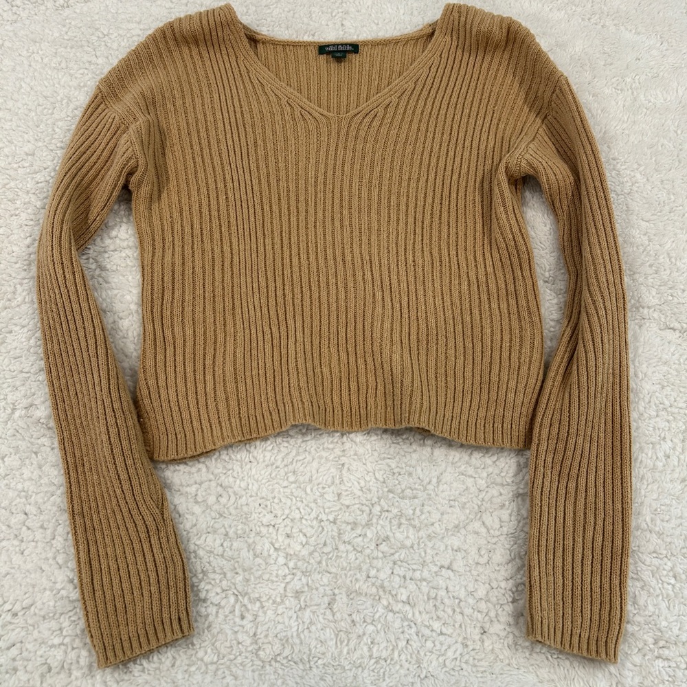 EUC Wild Fable Caramel Cropped Sweater - Small